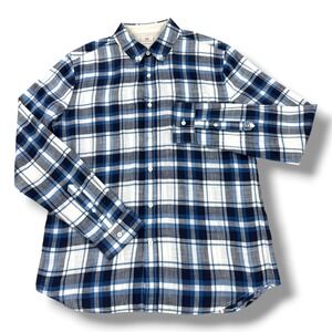 AG Adriano‎ Goldschmied Shirt Mens Medium M Blue Plaid Linen Blend Button Down